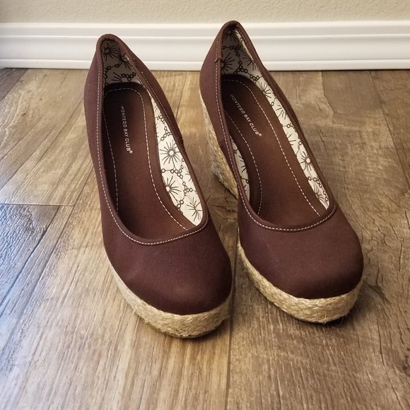 Montego Bay Club Brown Jute Wedge Heels - Picture 1 of 9